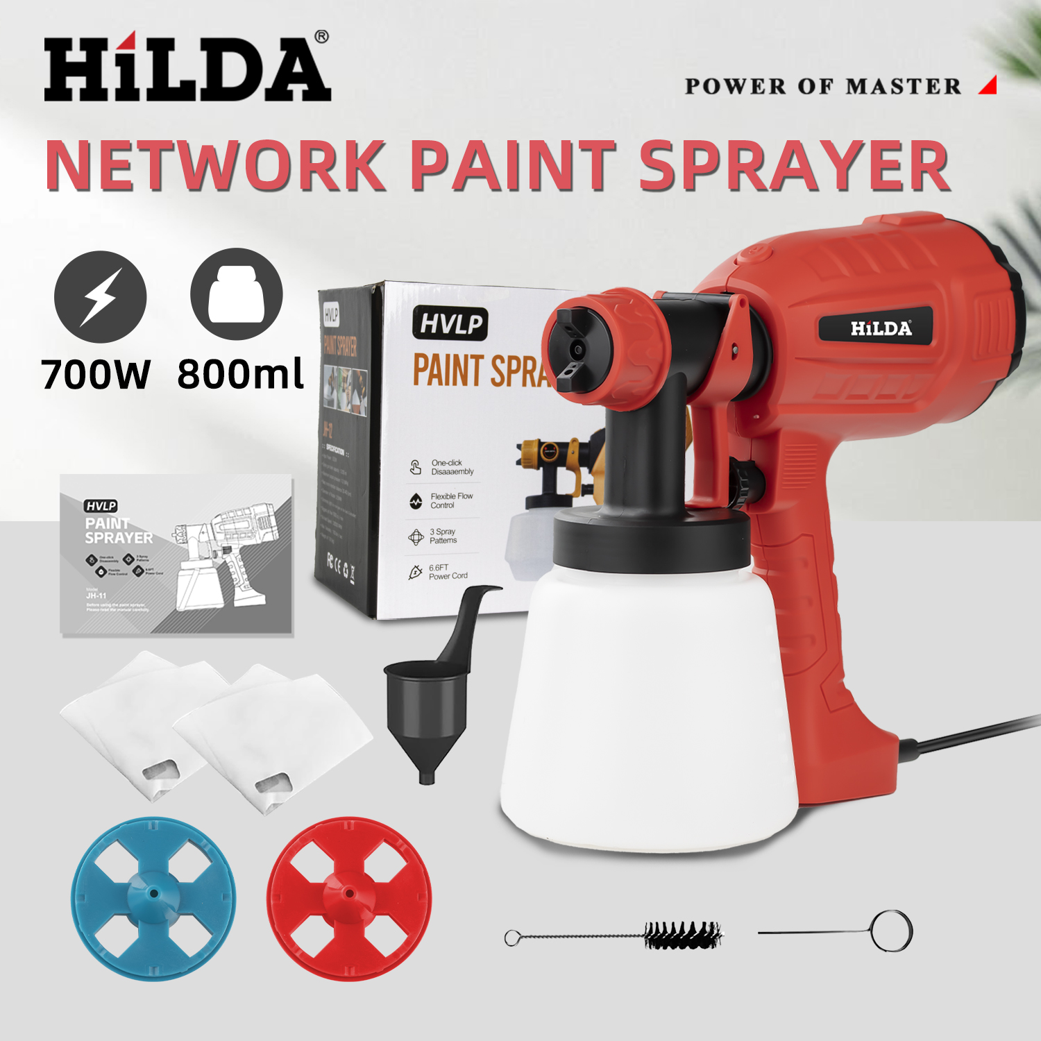 HILDA 800ML Electric Spray Gun - Power Tools Red incelemesi ve fiyatı