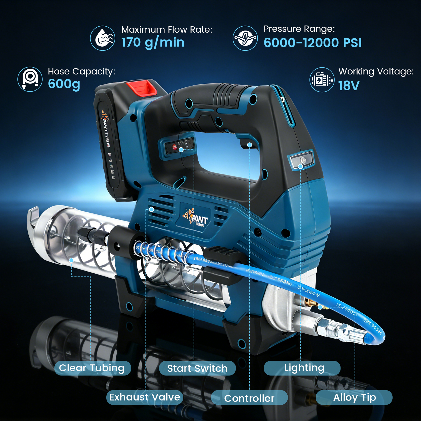 Battery Grease Gun, 12000 PSI  - Power Tools Grease incelemesi ve fiyatı