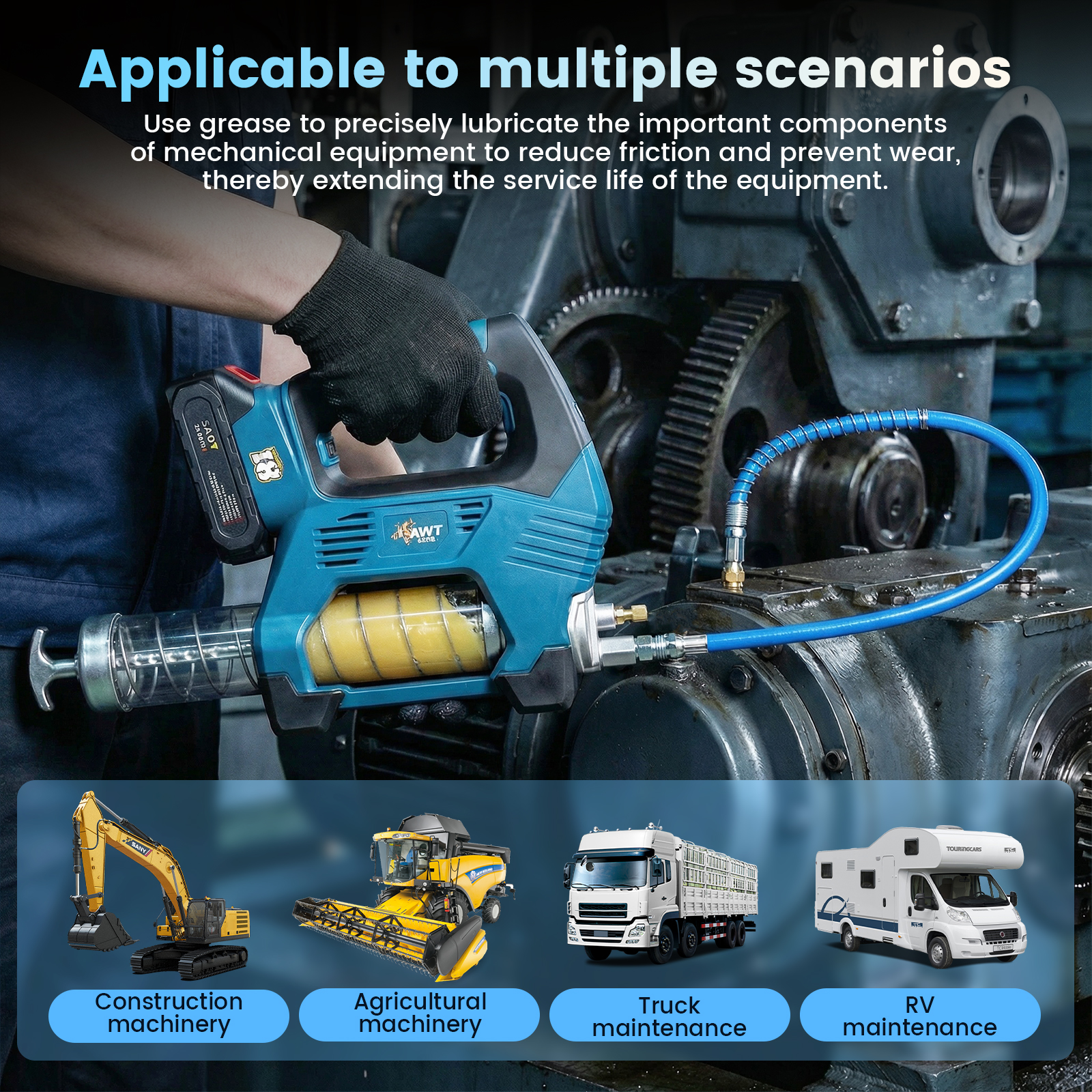 Battery Grease Gun, 12000 PSI  - Power Tools Grease incelemesi ve fiyatı